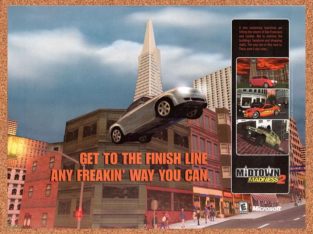 1999 Midtown Madness 2 PC Original Advertisement / Retro Wall Art v1