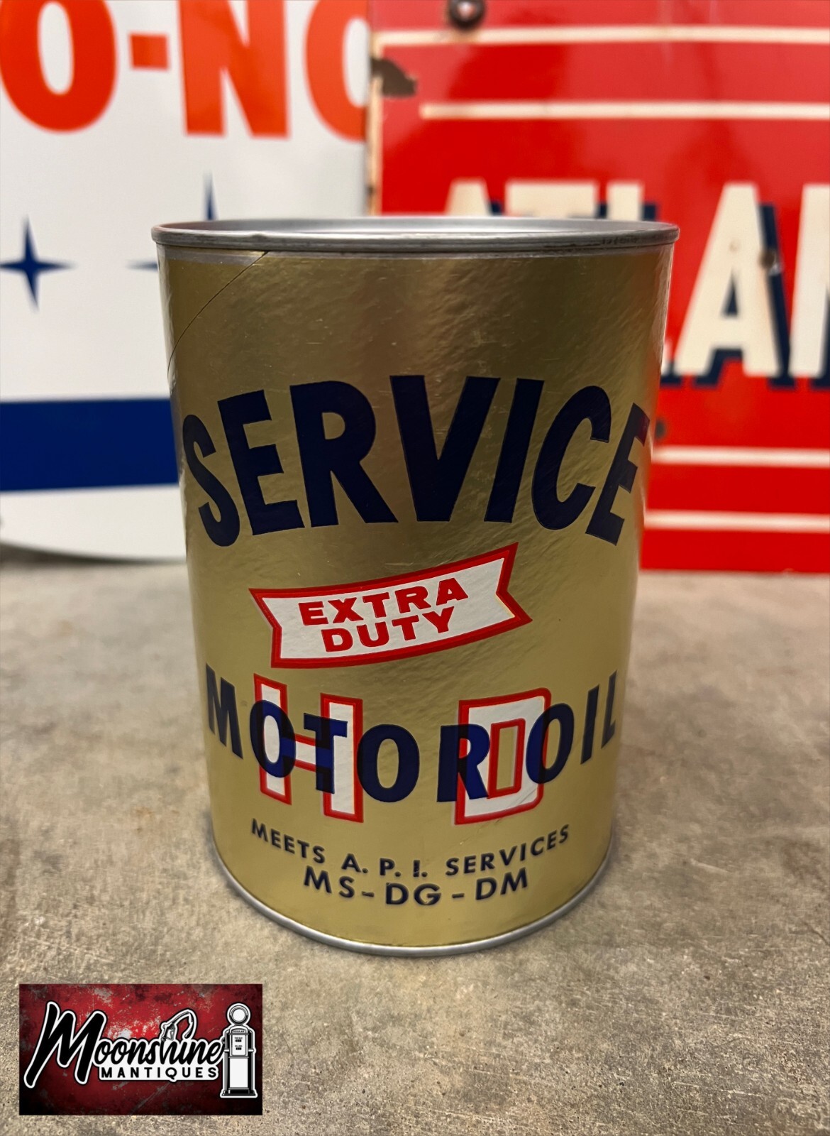 FULL Vtg SERVICE MOTOR OIL Extra Duty Can 1 qt - Gas & Oil