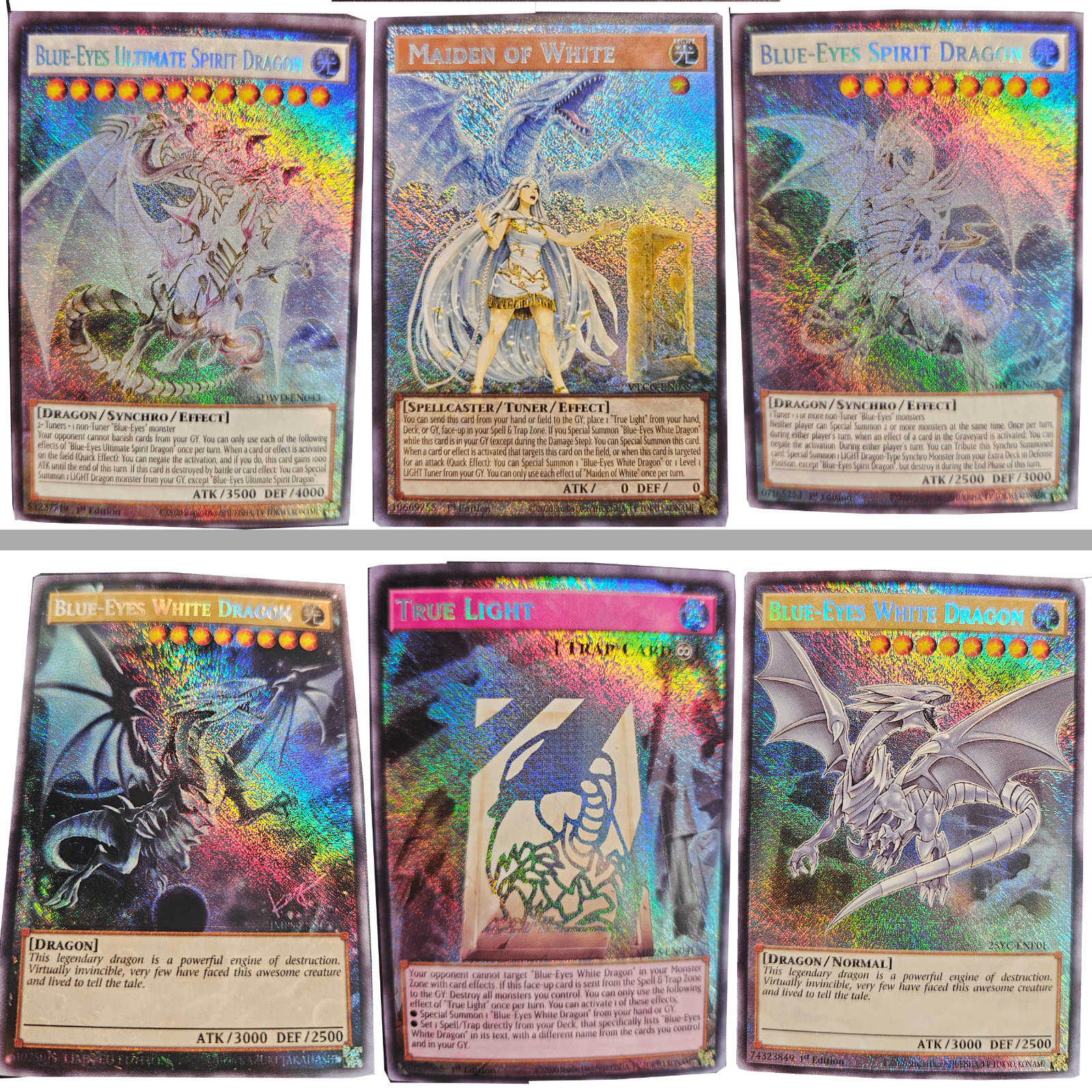 Set: Blue-Eyes Extended Art (2x White Dragon + Spirit Ultimate + Maiden + Light)
