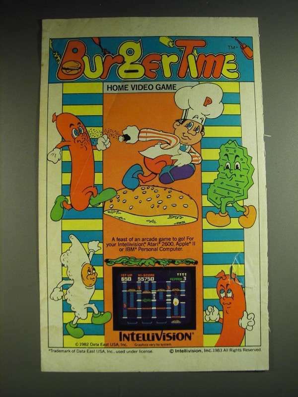 1984 Intellivision BurgerTime Video Game Ad