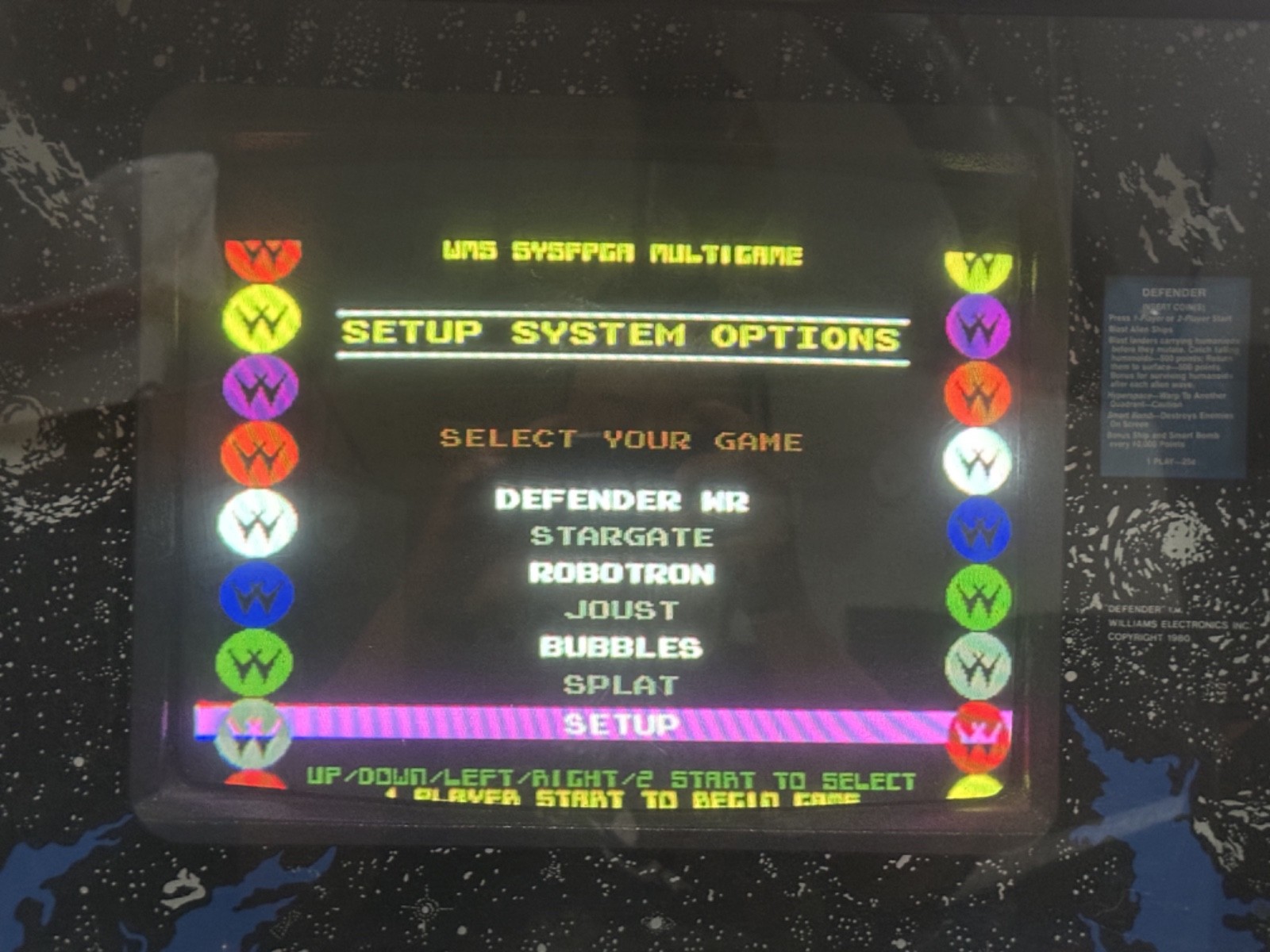 JROK WILLIAMS MULTI GAME ARCADE in DEFENDER CABINET CRT Joust Robotron Stargate
