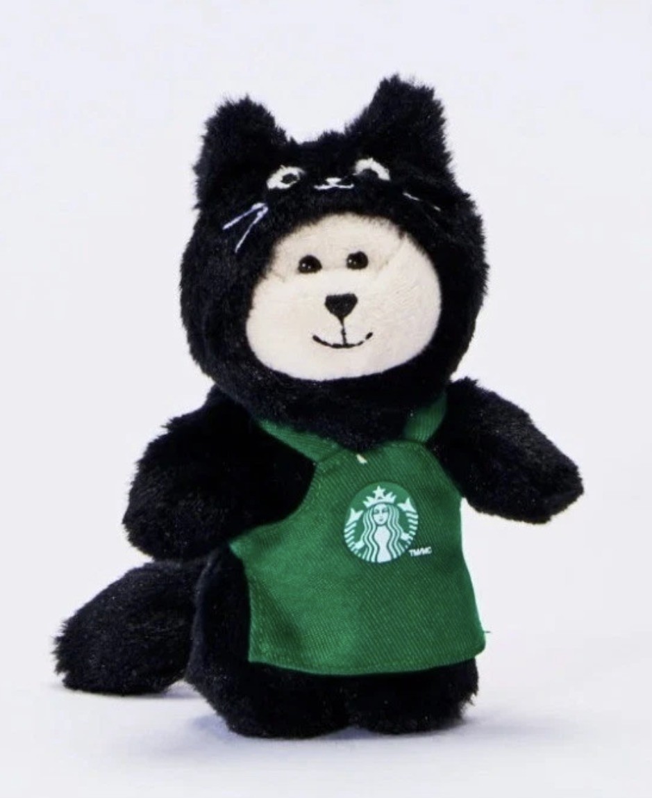 Starbucks 2026 Halloween Bearista Black Cat Plush Bag Charm Keychain Apron