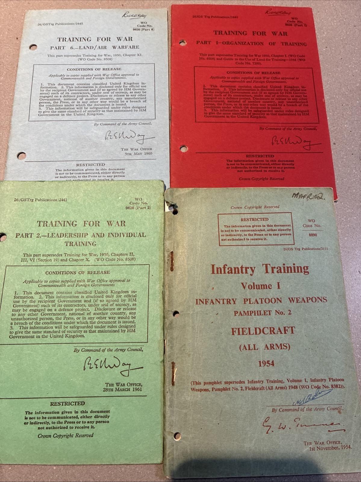 Lot Of 4 Training For War: Infantry, Leadership, Land & Organization 1950/60’s