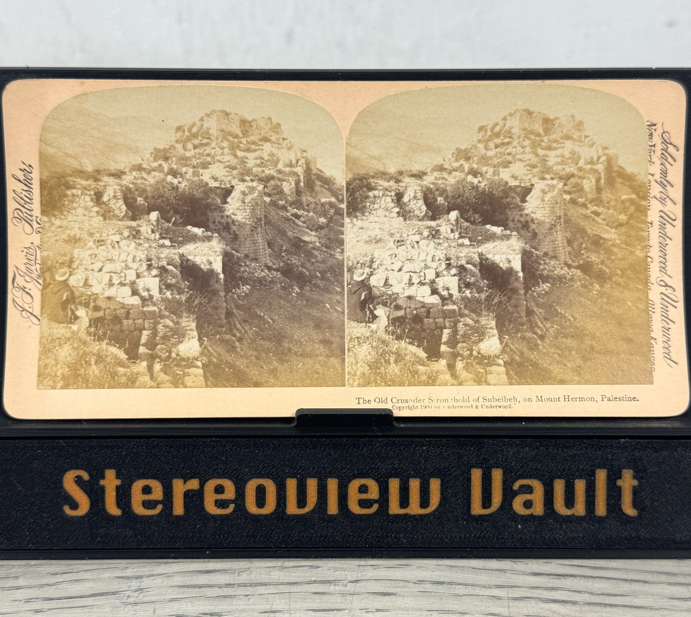 Stereoview Underwood Old Crusader Stronghold Subieleh Mount Hermon Palestine