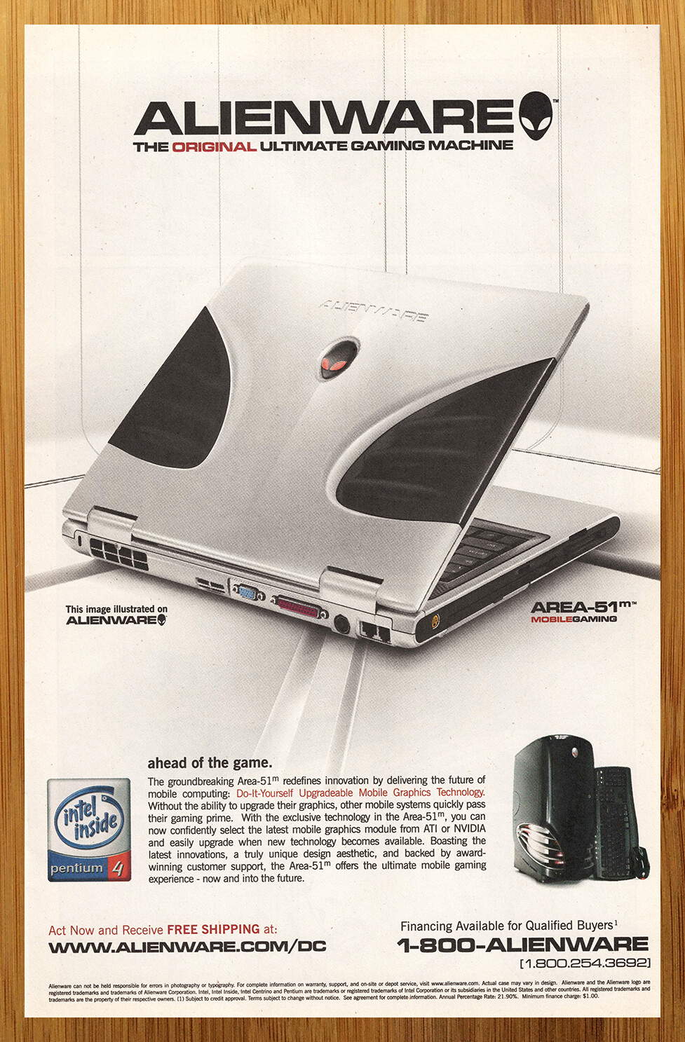 2004 Alienware Area-51 Print Ad/Poster Retro Gaming PC Computer Pop Art