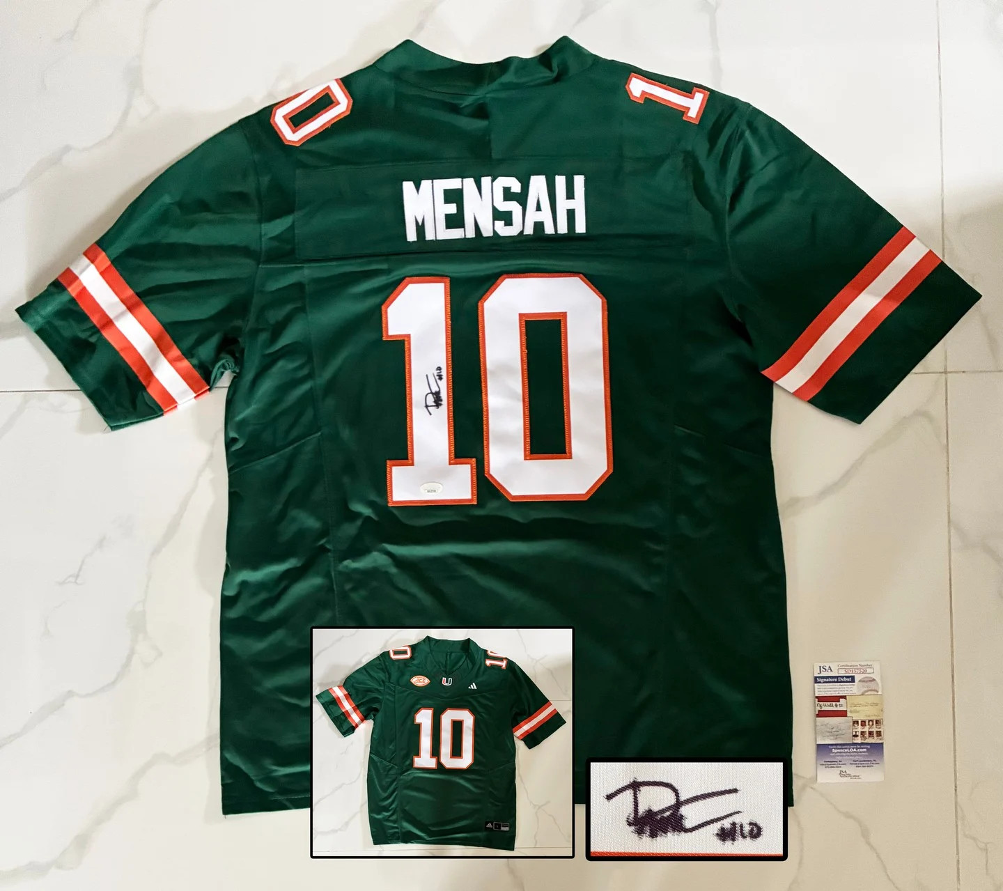 Darian Mensah Signed Jersey Miami Hurricanes JSA 1 COA