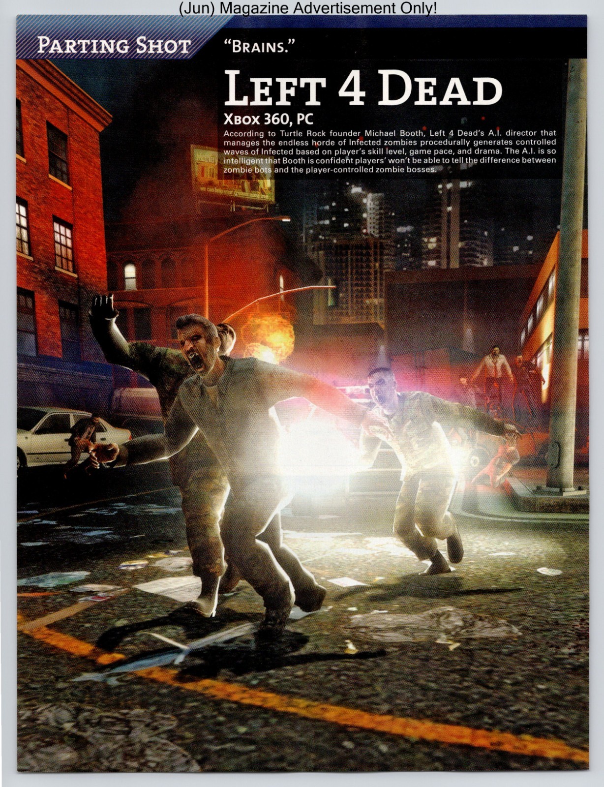 Left 4 Dead Xbox 360 PC Valve Zombie Game 2008 Full Page Print Ad