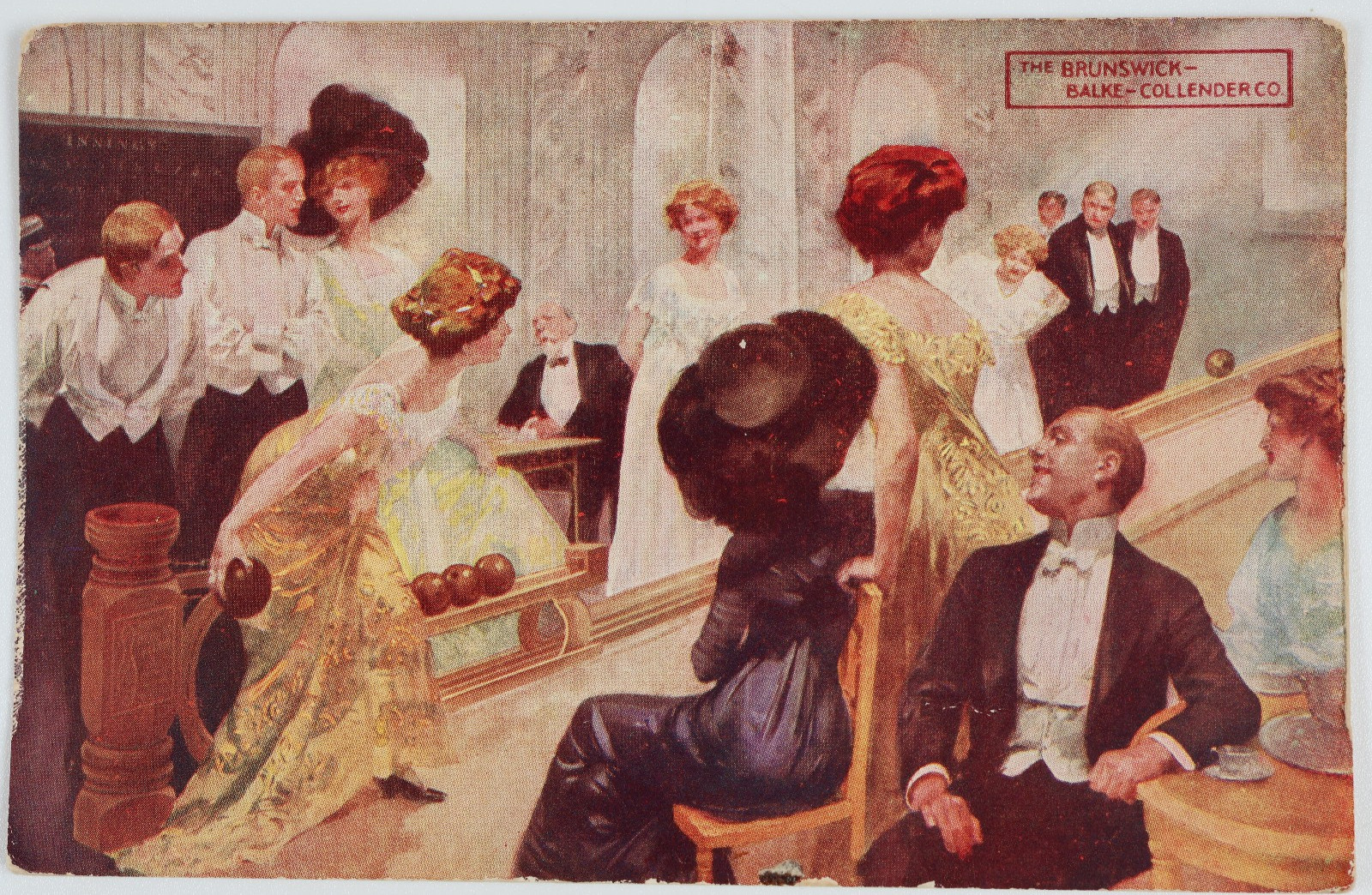 1913 Brunswick Balke Collender Bowling Postcard High Society 5M Print Run