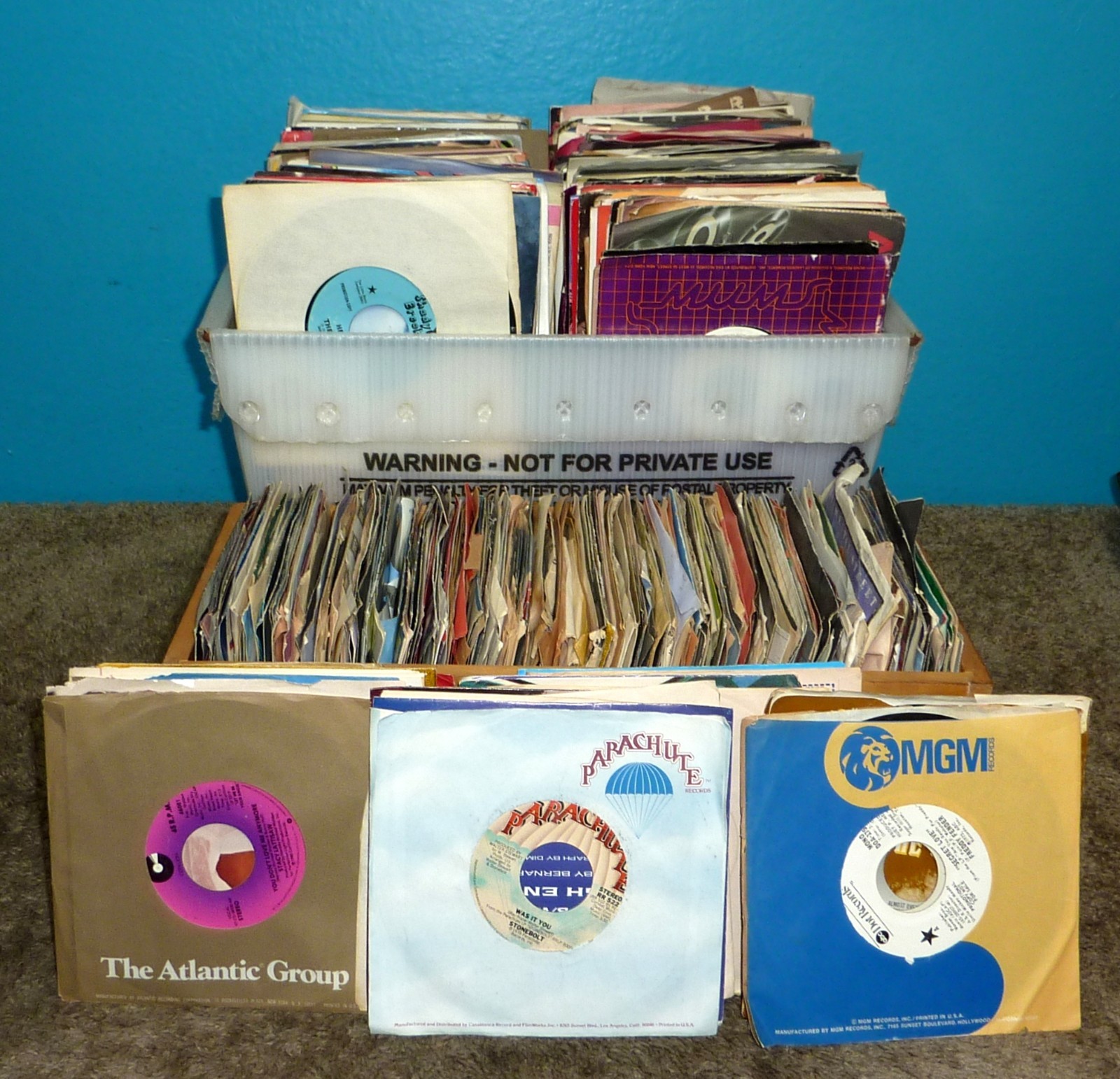 55 Pound Lot of 7 inch 45rpm Records 1960's & Up