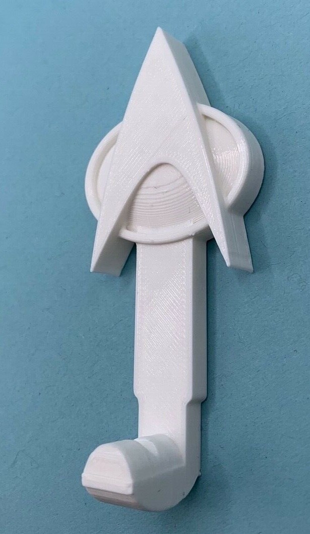 1x3D Printed Star Trek Logo Wall Hook Hanger for Backpacks & Accessories