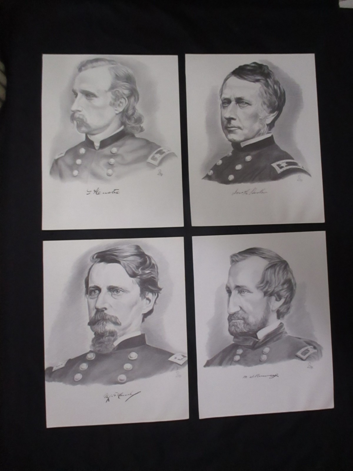 4  Civil War Prints - Union Generals, Custer, Hooker, Rosecrans & Hancock