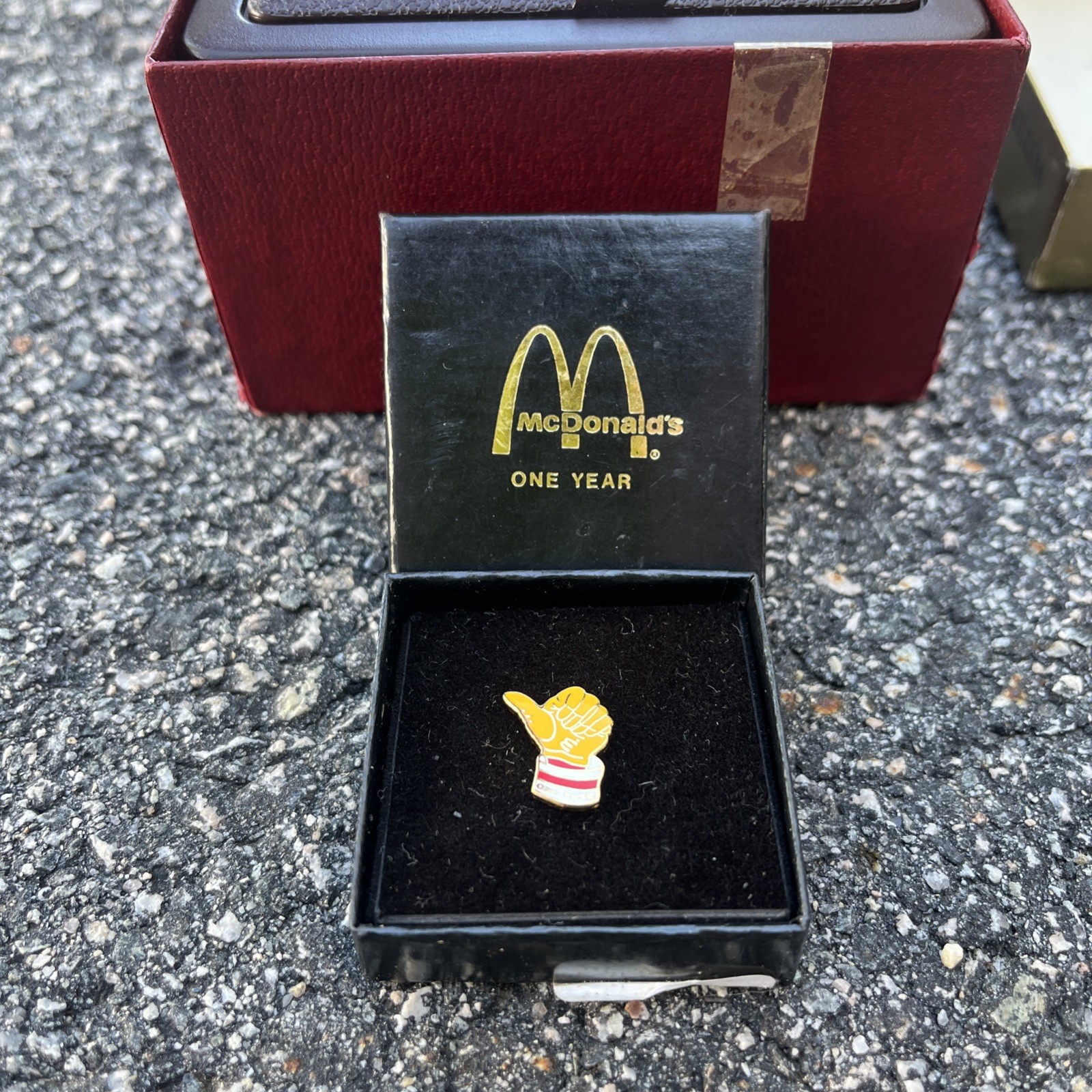 Vintage McDonald’s One Year Employee Pin w/ Original Box Collector’s Enamel Pin