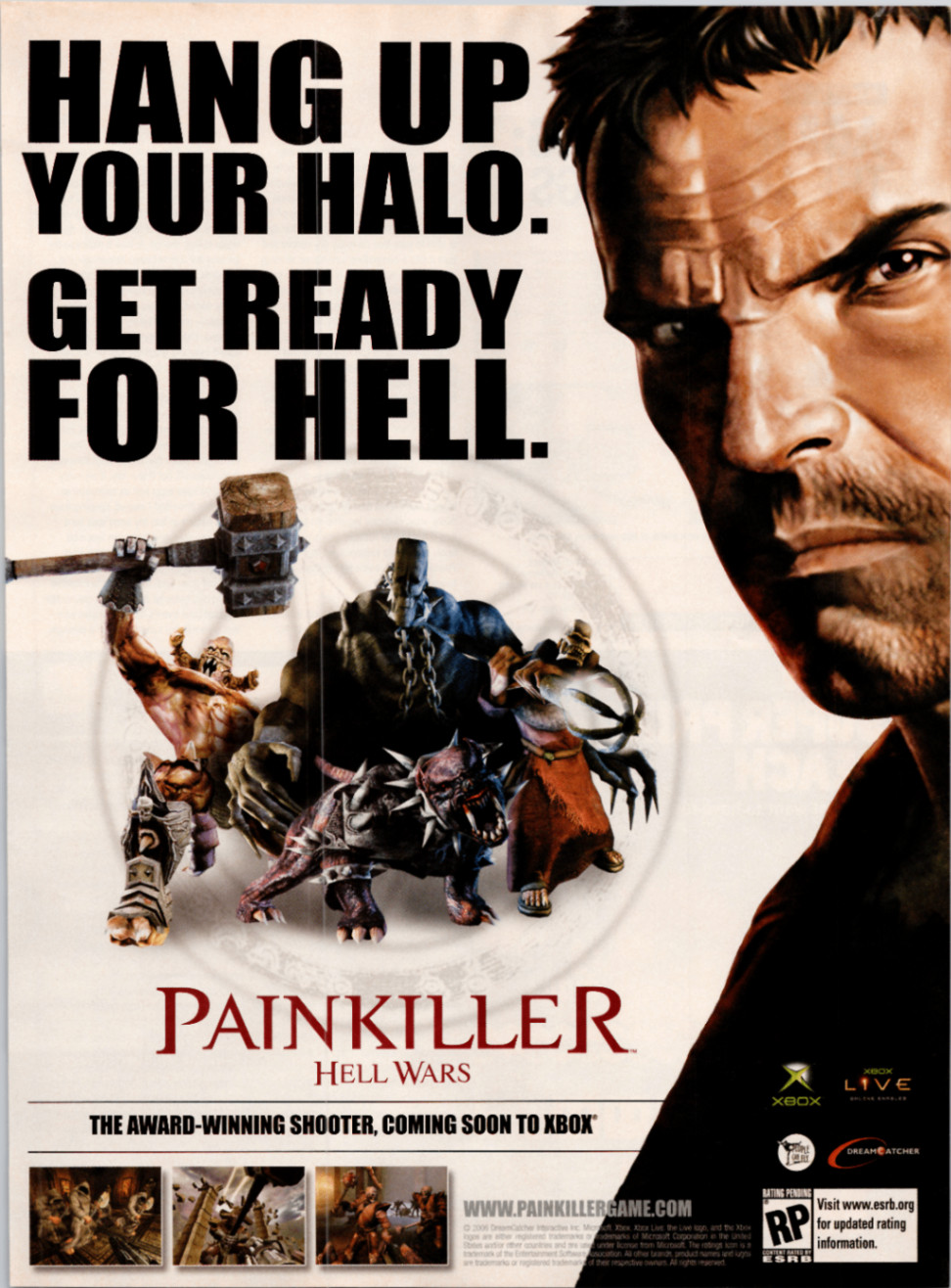Painkiller Hell Wars Xbox 2005 Magazine Print Ad Video Game Shooter Collectible