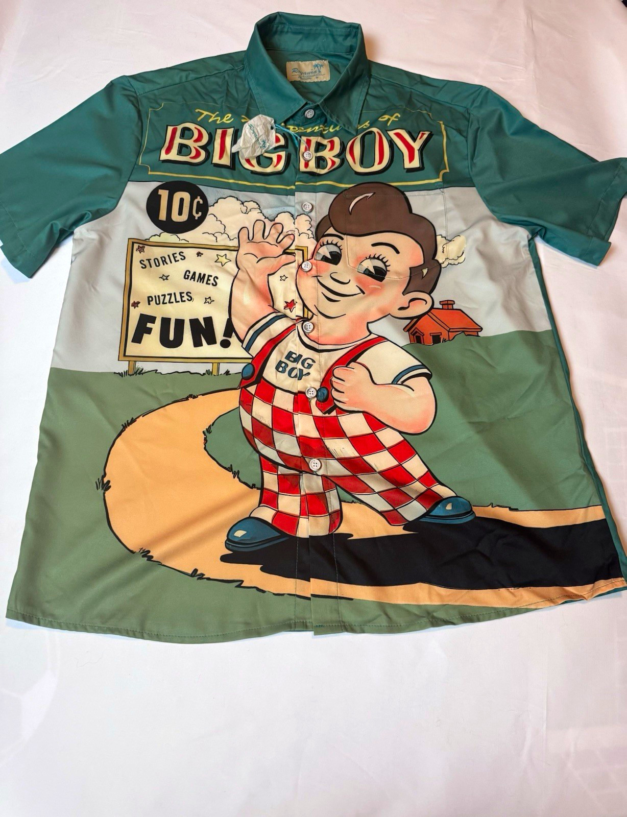 Big Boy Green Advertising Button-Down Shirt Character Graphic