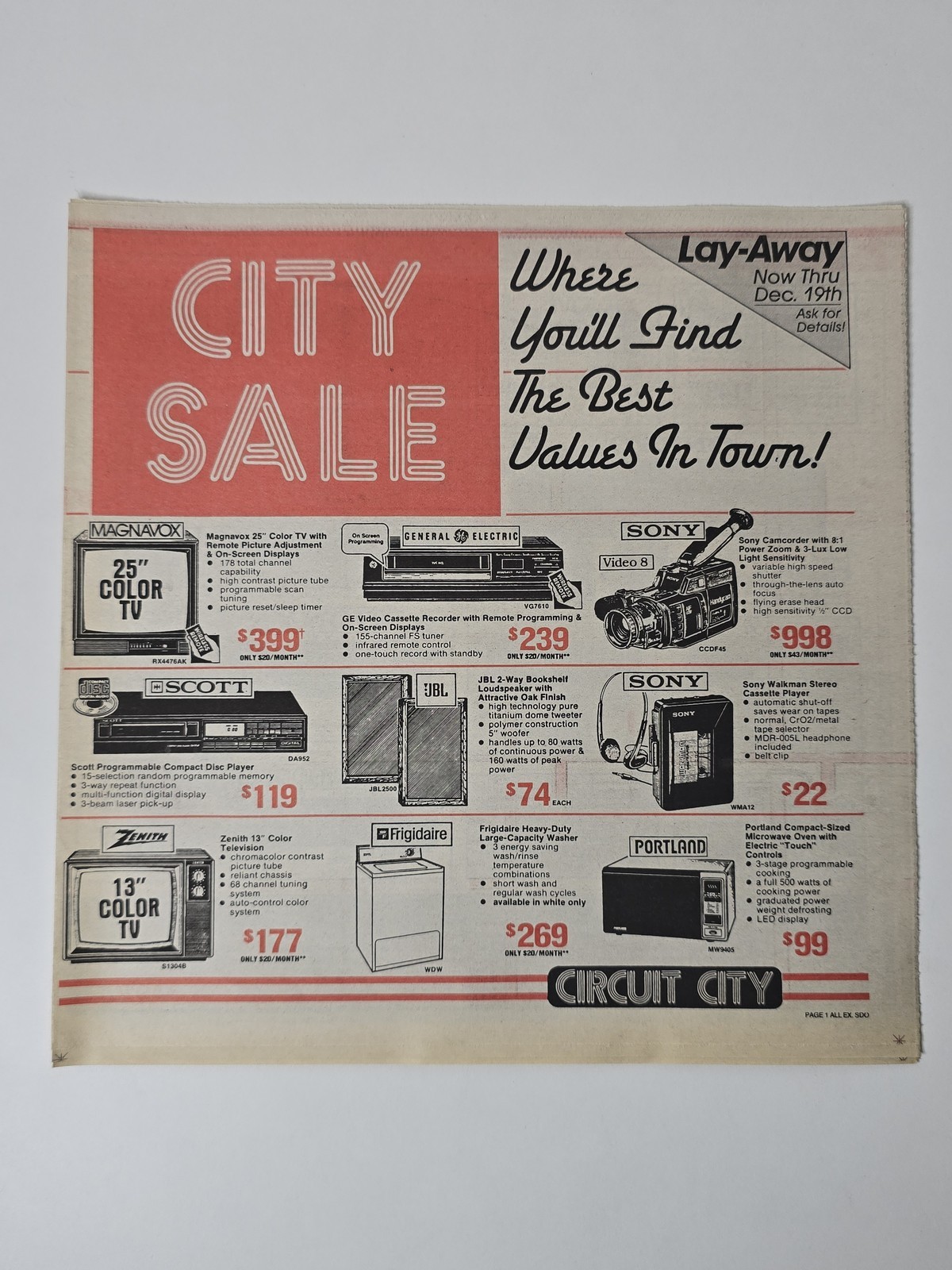 1989 Circuit City City Sale Catalog Sony JVC VCR Camcorder Audio 12 Pages