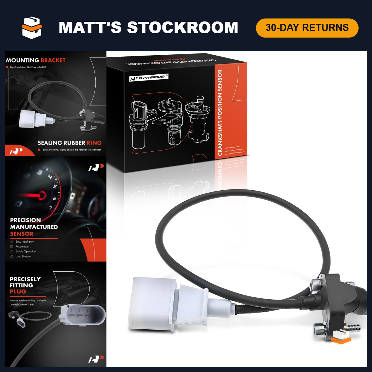 A-Premium Engine Crankshaft Position Sensor Compatible with Volkswagen
