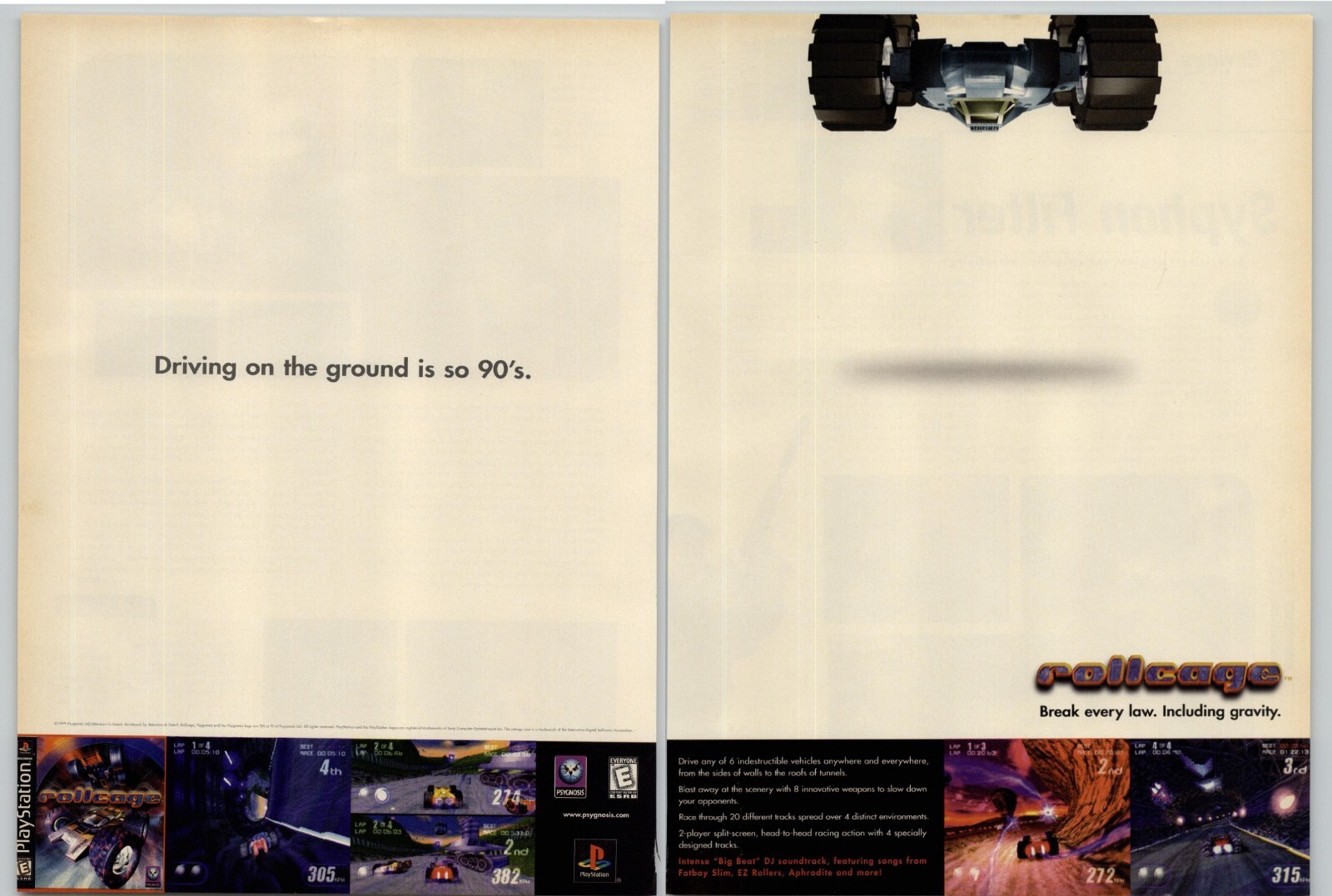 Rollcage Playstation PS1 Racing Video Game Art 1999 Vintage Print Ad Poster 