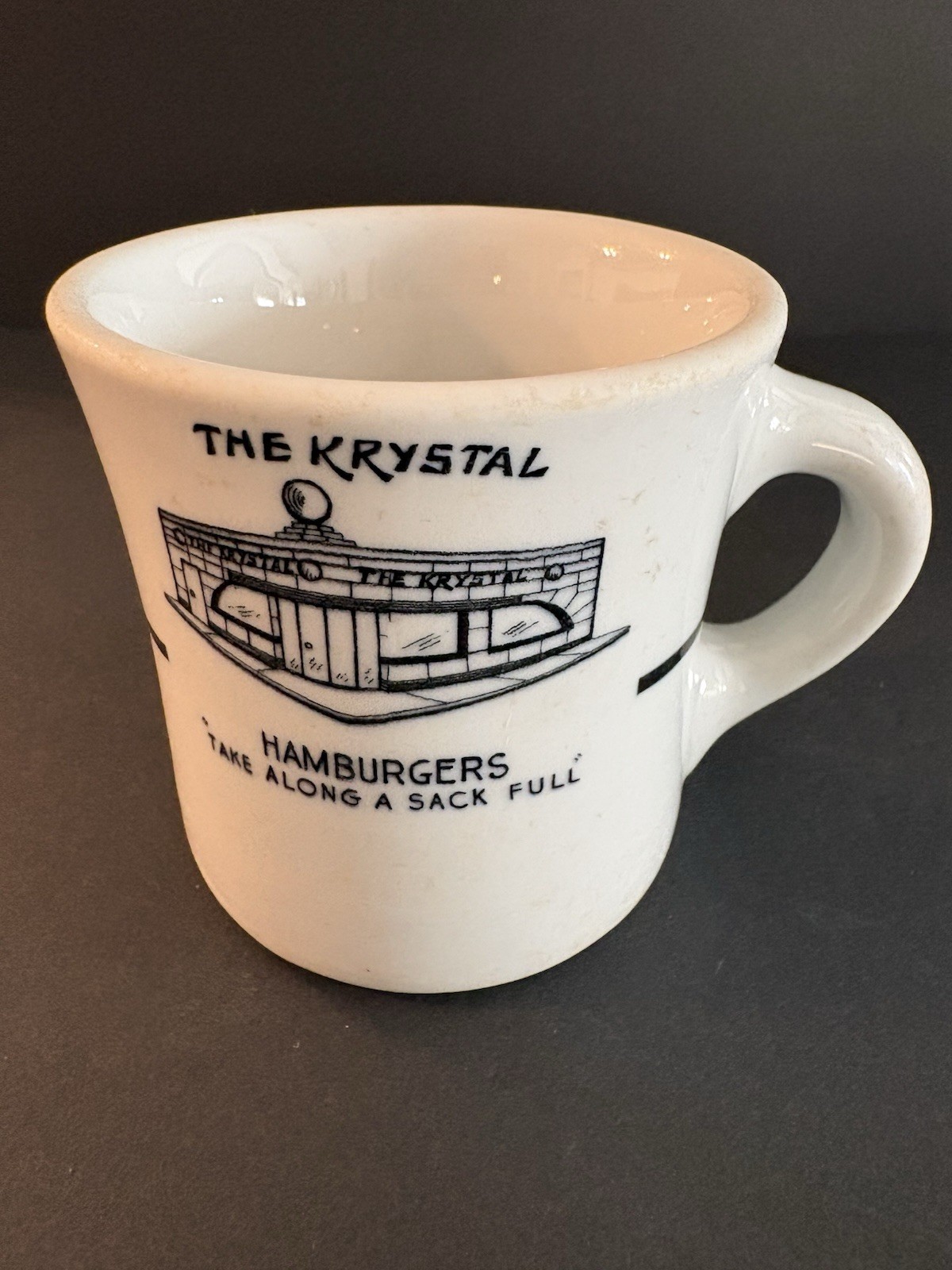 Vintage 1952 The Krystal Hamburger Coffee Mug Shenango China Take Along A Sack