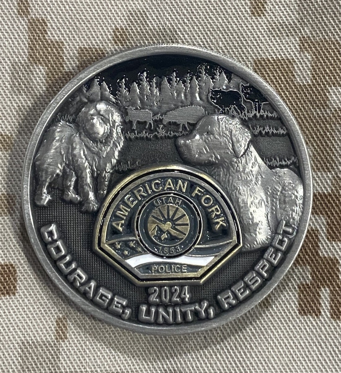 American Fork Police Utah Wildlife K9 Investigations Police Challenge Coin