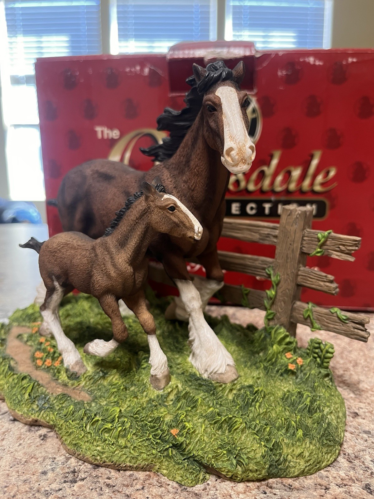Anheuser Busch Clydesdale Horse Collection MARE AND FOAL Figurine With Box