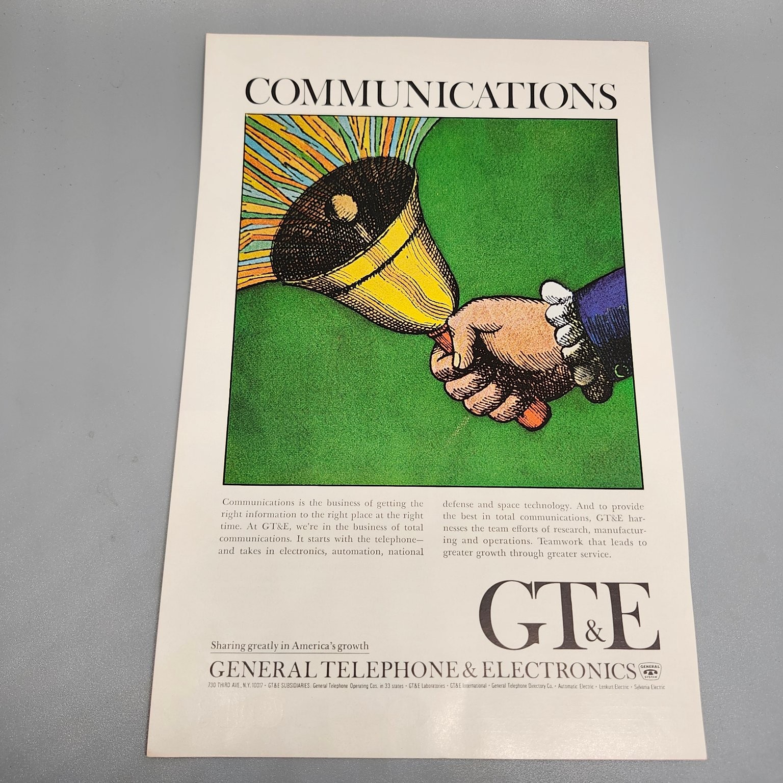 GTE Communications Magazine Ad 1960s Psychedelic Pop Art