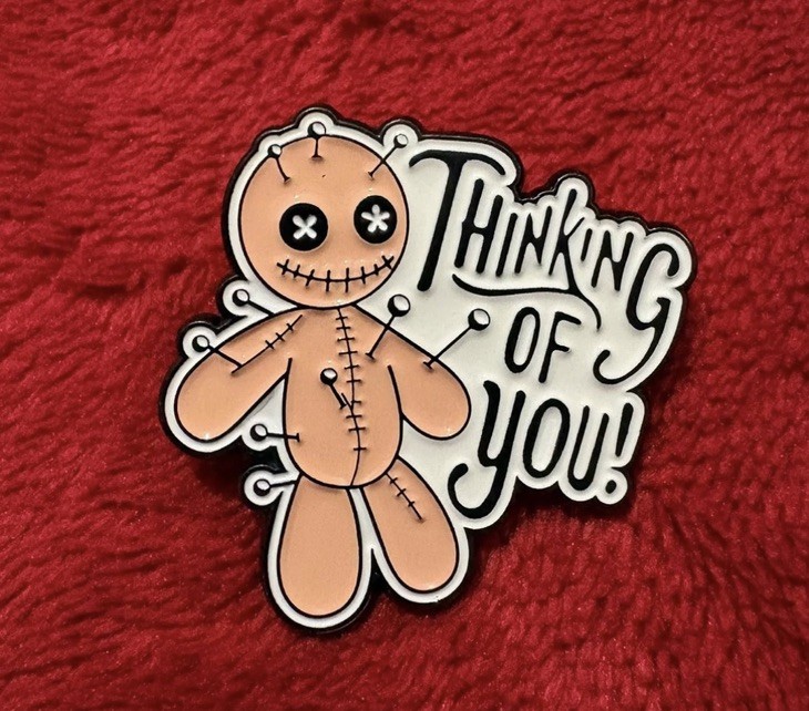 THINKING OF YOU enamel pin - voodoo doll pins 