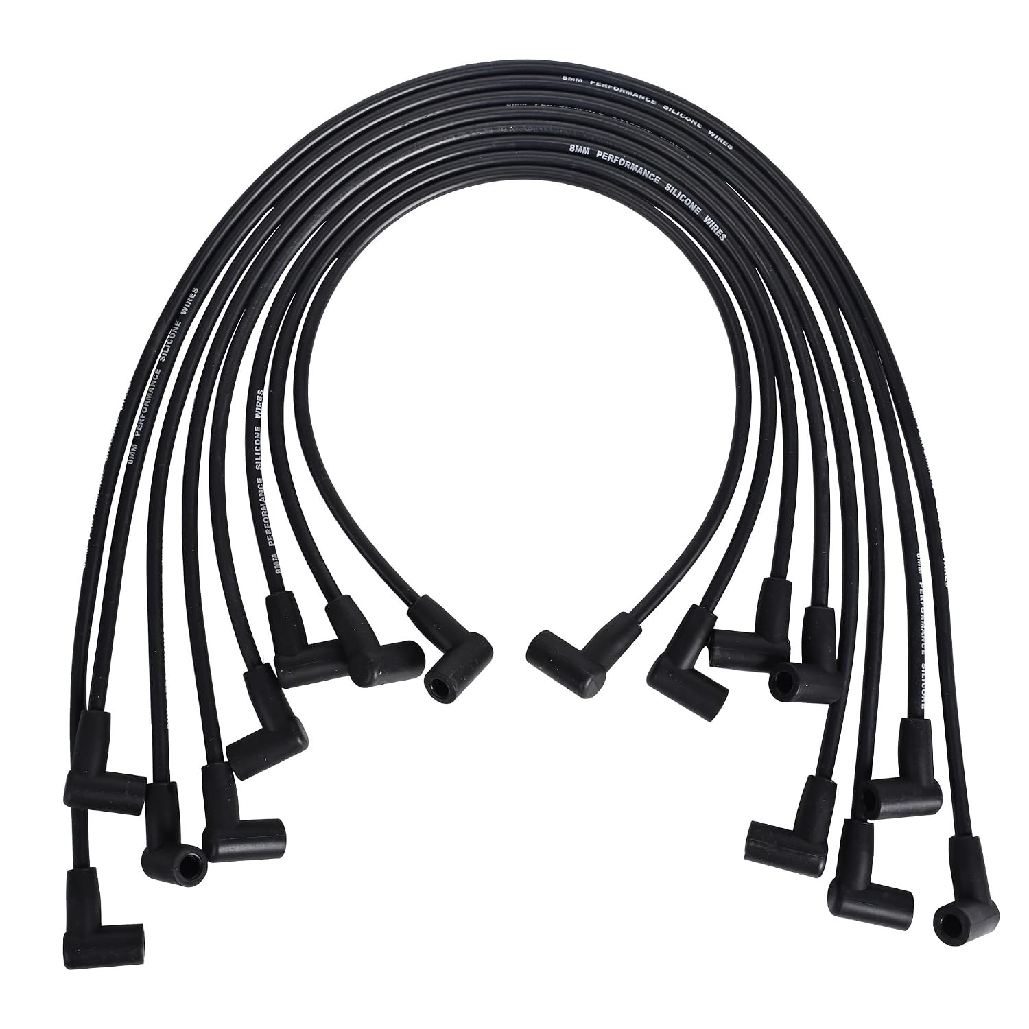 Chevy GMC Small Block 8mm Black Spark Plug Wires Set Replacement Wire Set