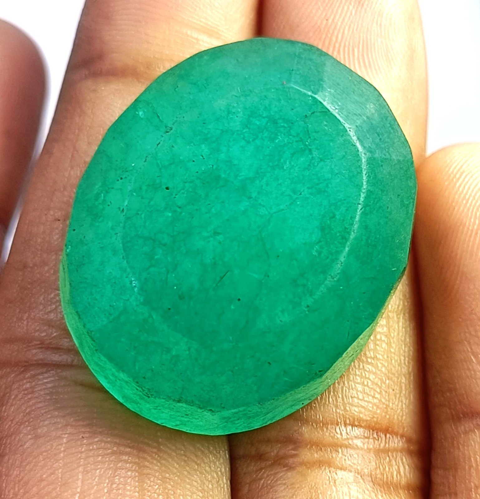 55.73 Ct Natural Certified Colombian Green Emerald Oval Cut Loose Gemstone NCH