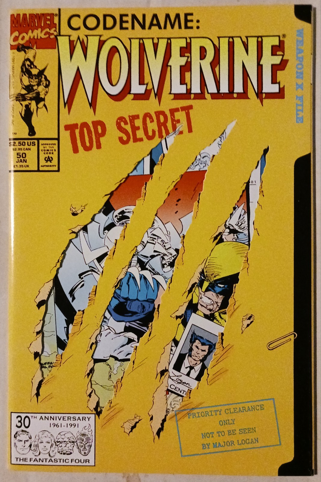 Codename: Wolverine Top Secret #50 (1991) Die Cut Cover