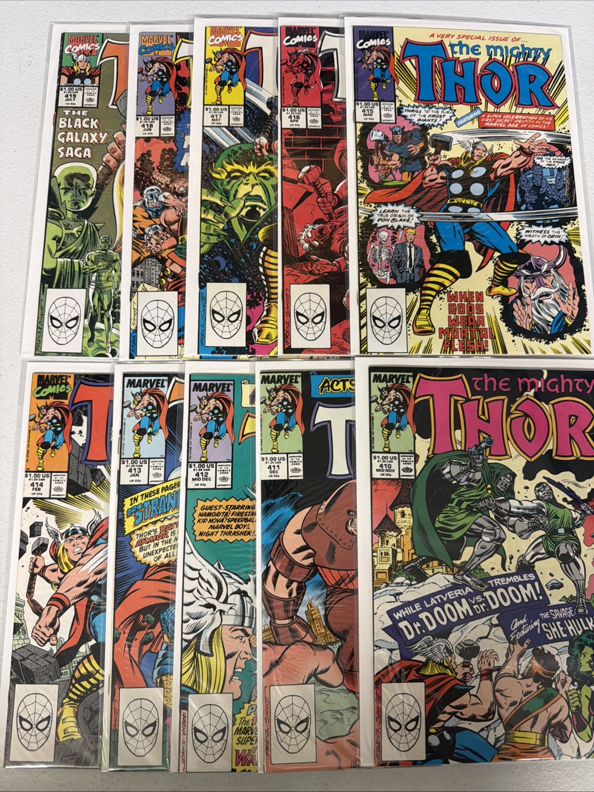 The Mighty Thor #410 411 412 413 414 415 416 417 418 419 Lot Run Marvel VFNM *X5