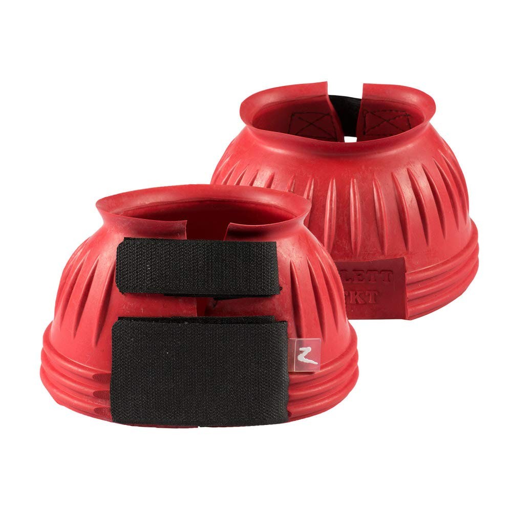 Horze Double Closure Ribbed Rubber Bell Boots 19704-RE-L, Red