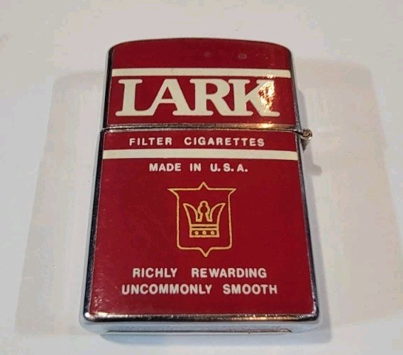 Vintage LARK Cigarette Lighter  Advertising Viet Nam War Era Penguin Japan