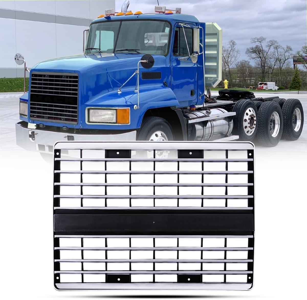 Chrome Front Grille Replacement Grill fit for Mack CH CH600 CH613 Semi Tr...