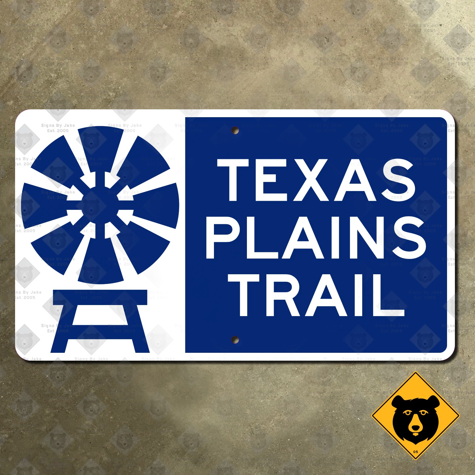 Texas Plains Trail highway road sign scenic route palm Heritage 1998 21x12