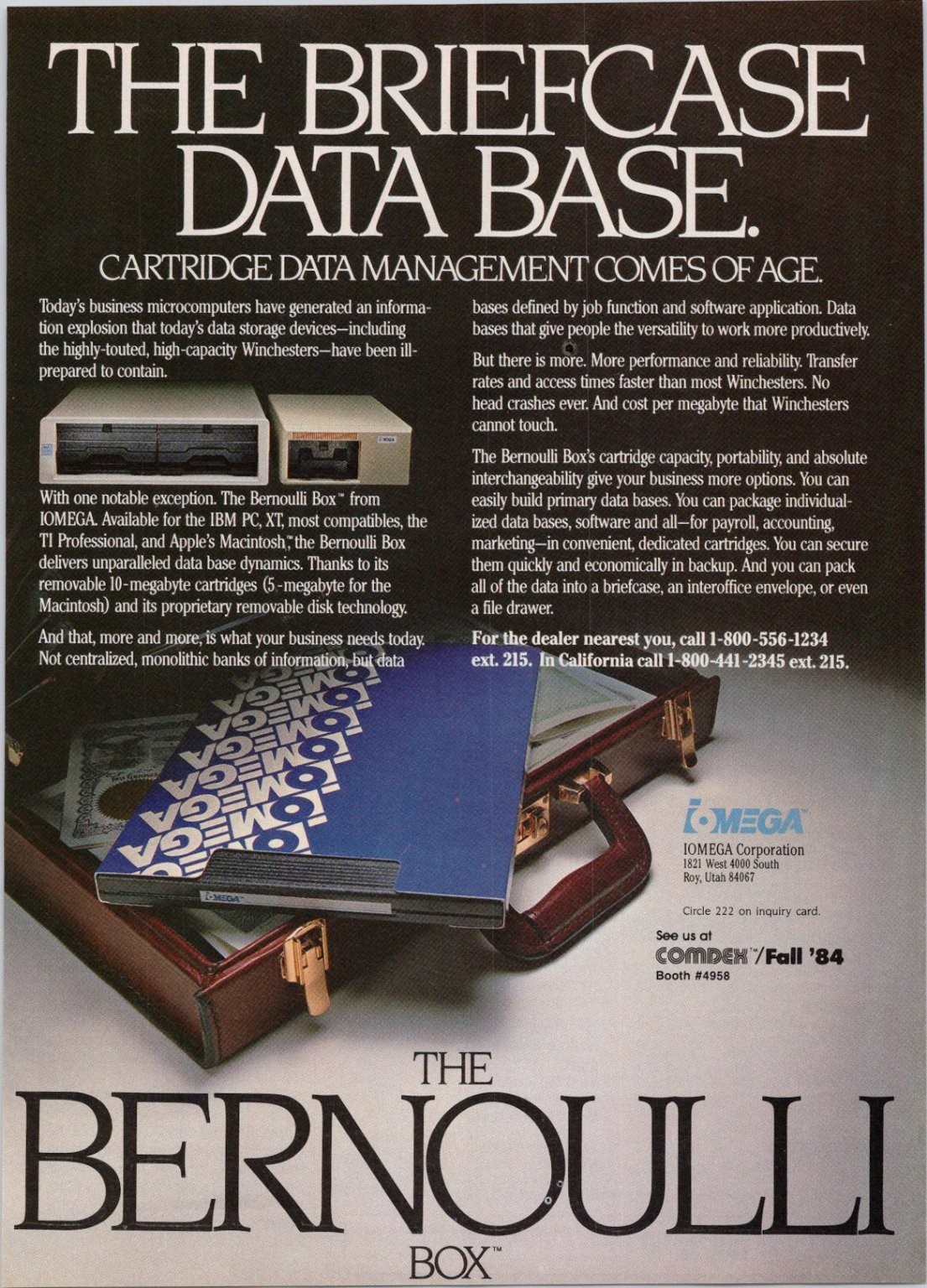 Iomega Bernoulli Box 1984 Vintage Print Ad Data Management Cartridge