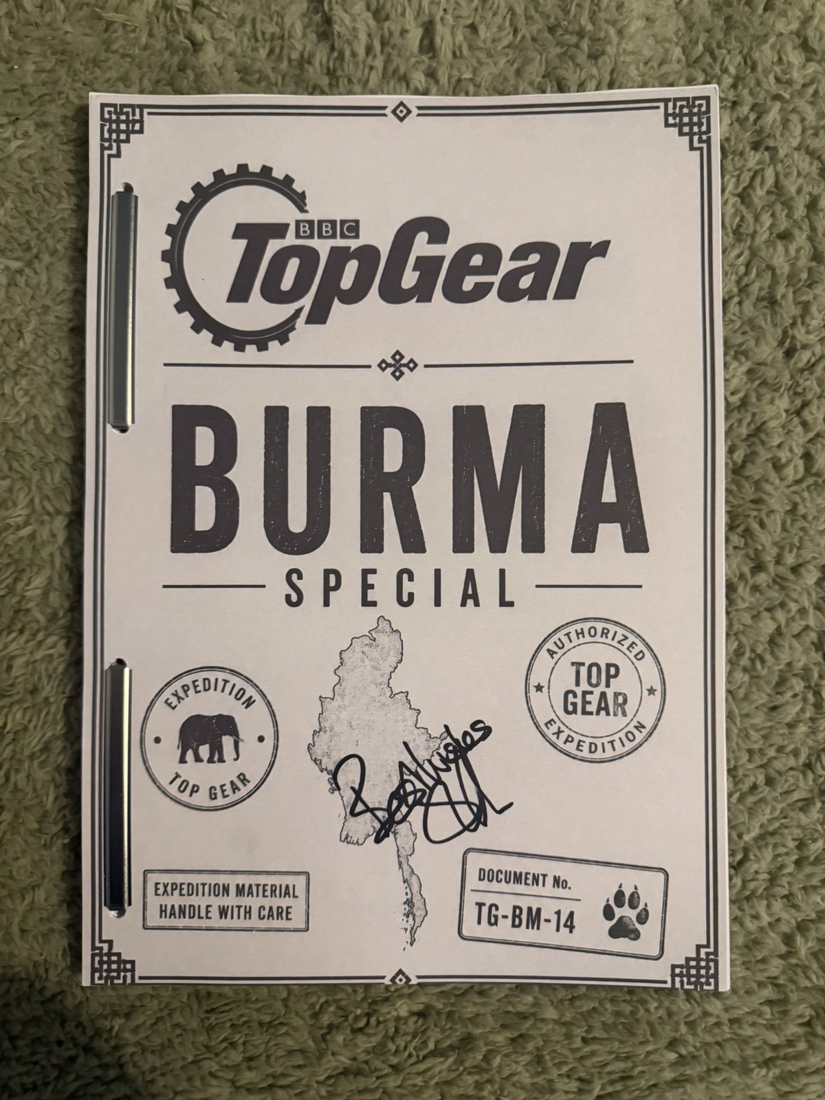 Jeremy Clarkson Signed Top Gear Burma Special Script 