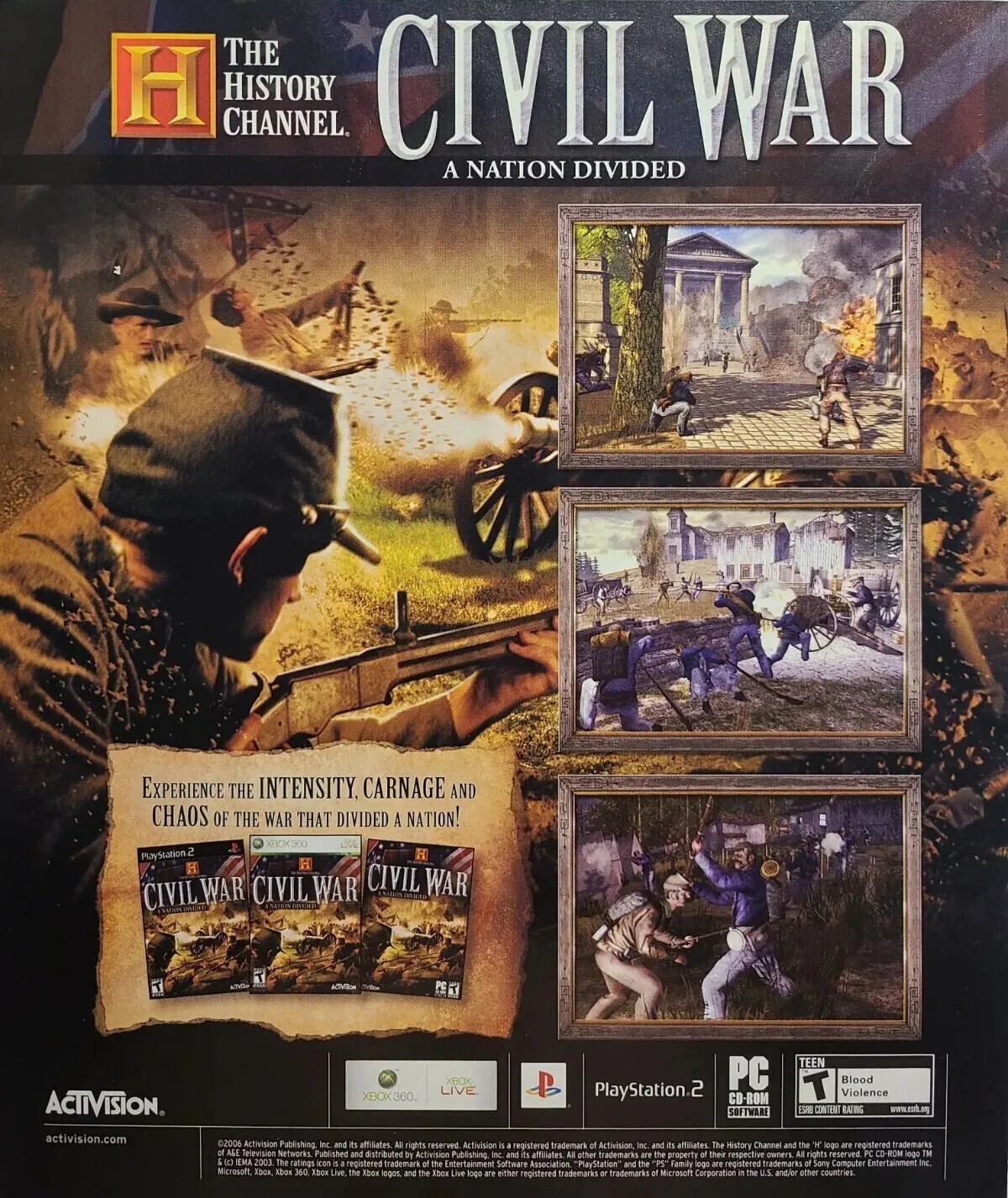 Civil War A Nation Divided The History Channel XBox PS2 Magazine Print Ad 2006