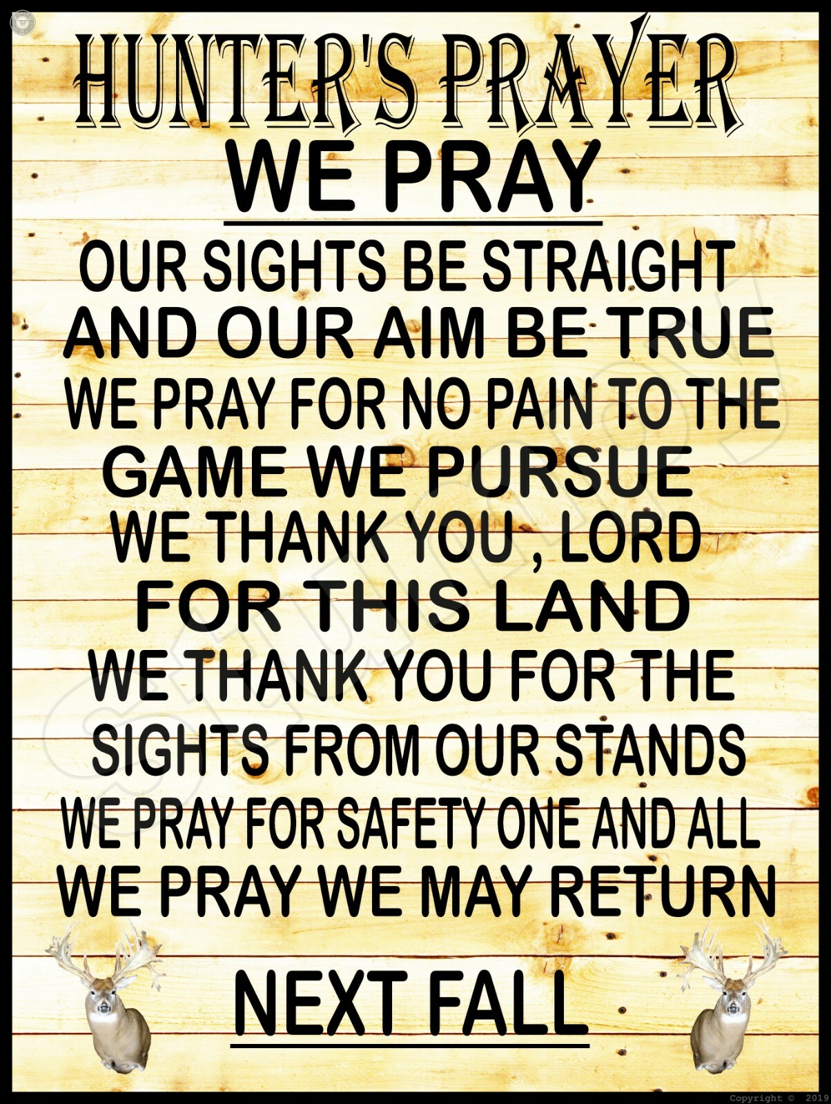 Hunter's Prayer  Metal Sign 9