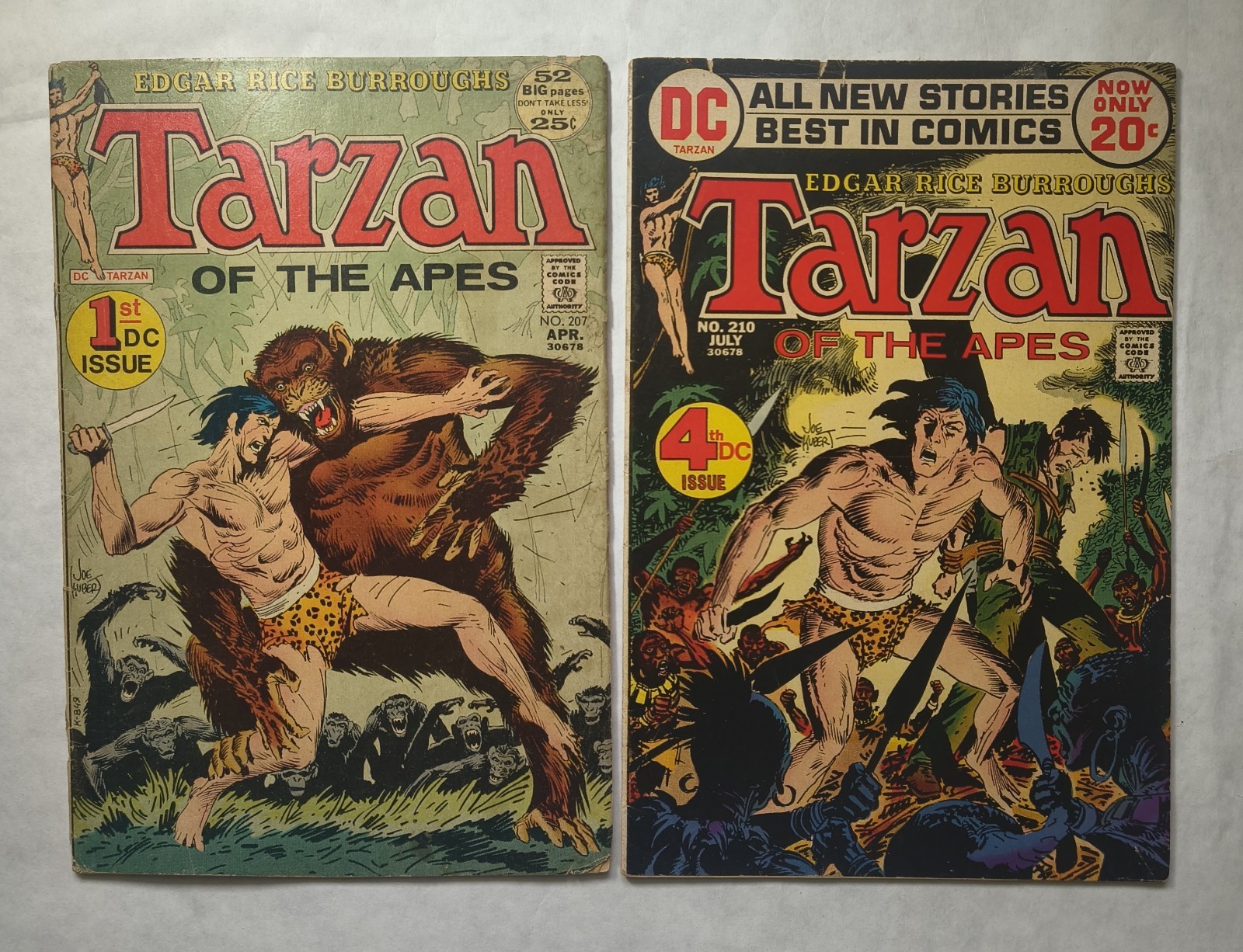 Tarzan #207 & 210 Lot (2) 1972 DC Comics 1st issue by DC Origin of Tarzan