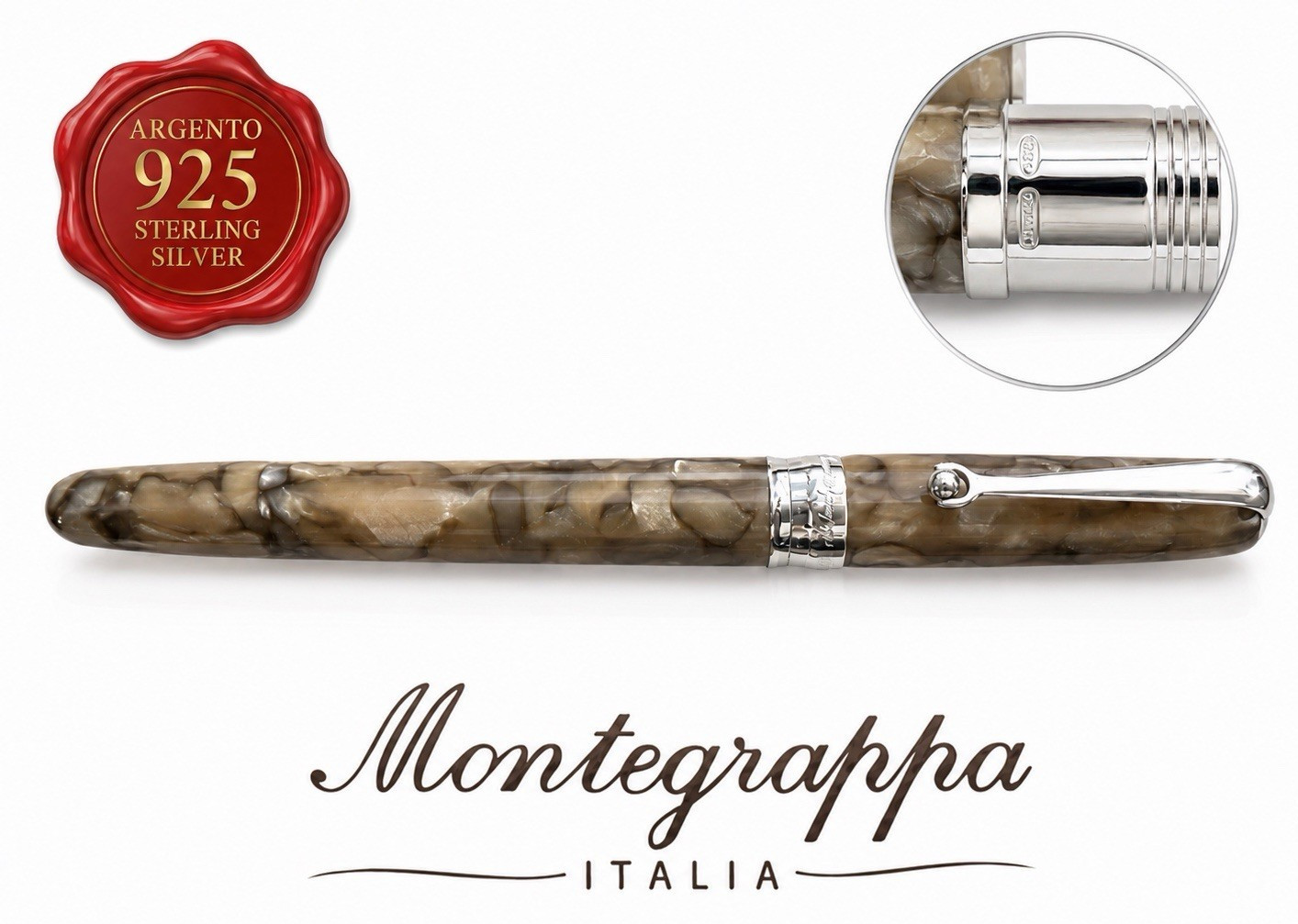 Montegrappa Liberty Indian Rainbow Small Celluloid Ballpoint Pen Silver 925