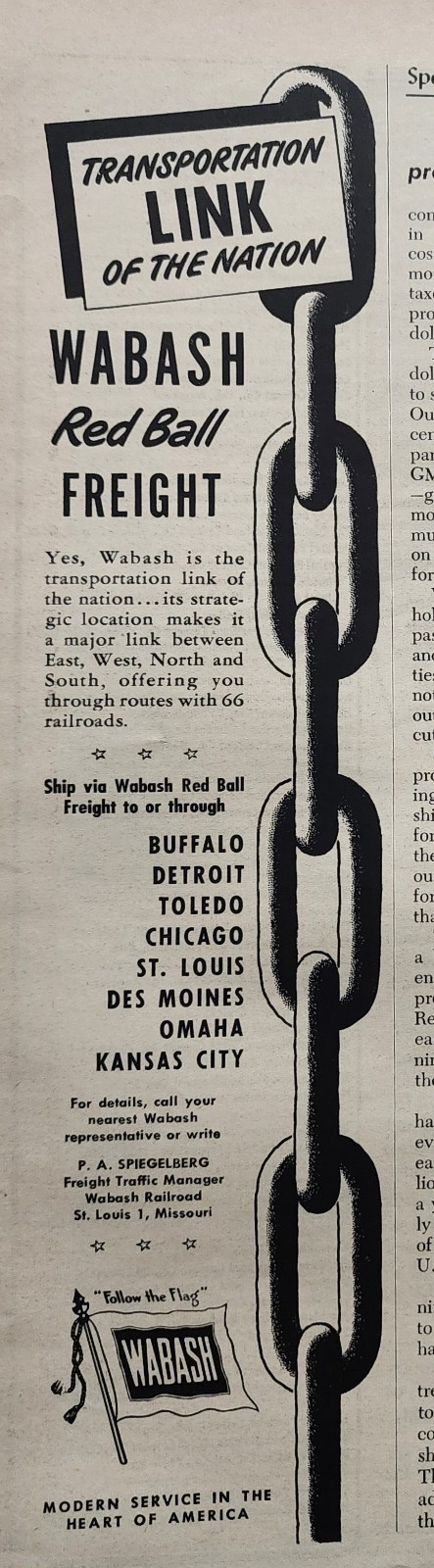Wabash Railroad Train Picture Magazine Ad Vtg Original Railway Decor