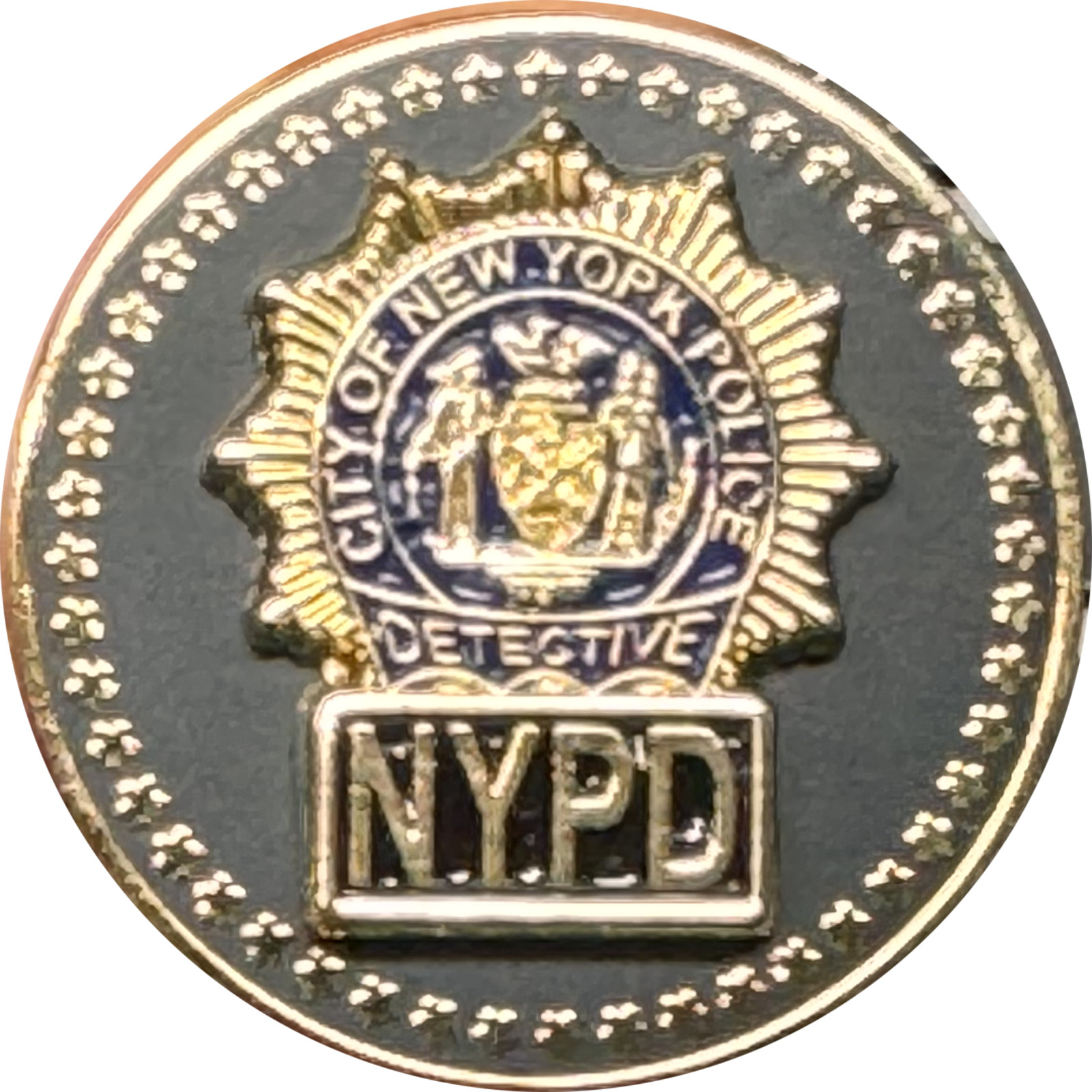 PBX-012-A NYPD Detective Lapel Pin with dual pin posts and deluxe locking clasps
