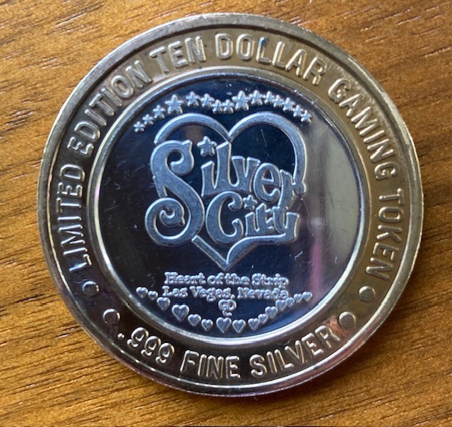 vintage Silver City Casino Las Vegas Ten Dollar Limited Edition  Token  .999 si
