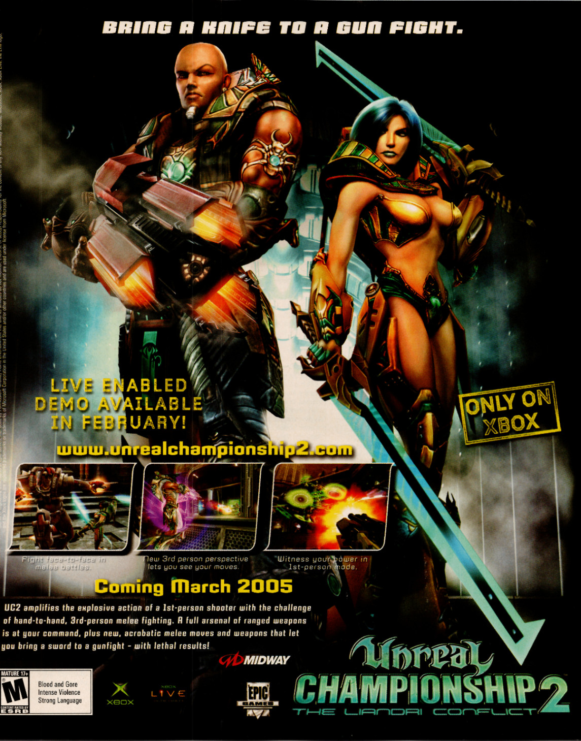 Unreal Championship 2 Xbox 2005 Vintage Video Game Magazine Ad Print