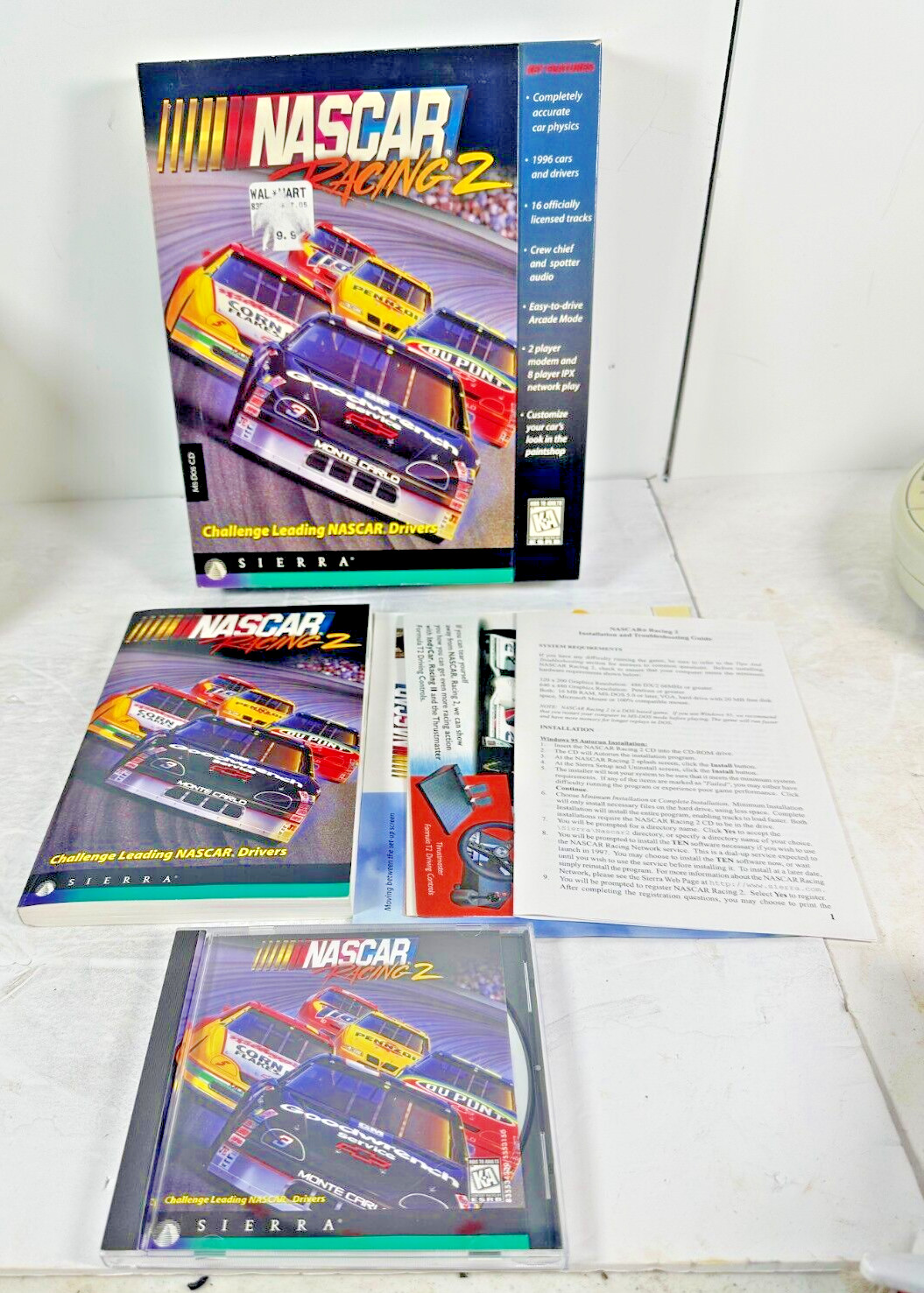 NASCAR Racing 2 PC Win 95 Ms Dos Sierra / BIG BOX 1996 Vintage COMPLETE MINT