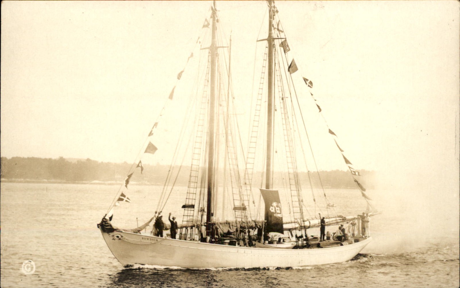 Boothbay Harbor ME Schooner Ship Bowdoin c1900s-10s Real Photo Vintage Postcard