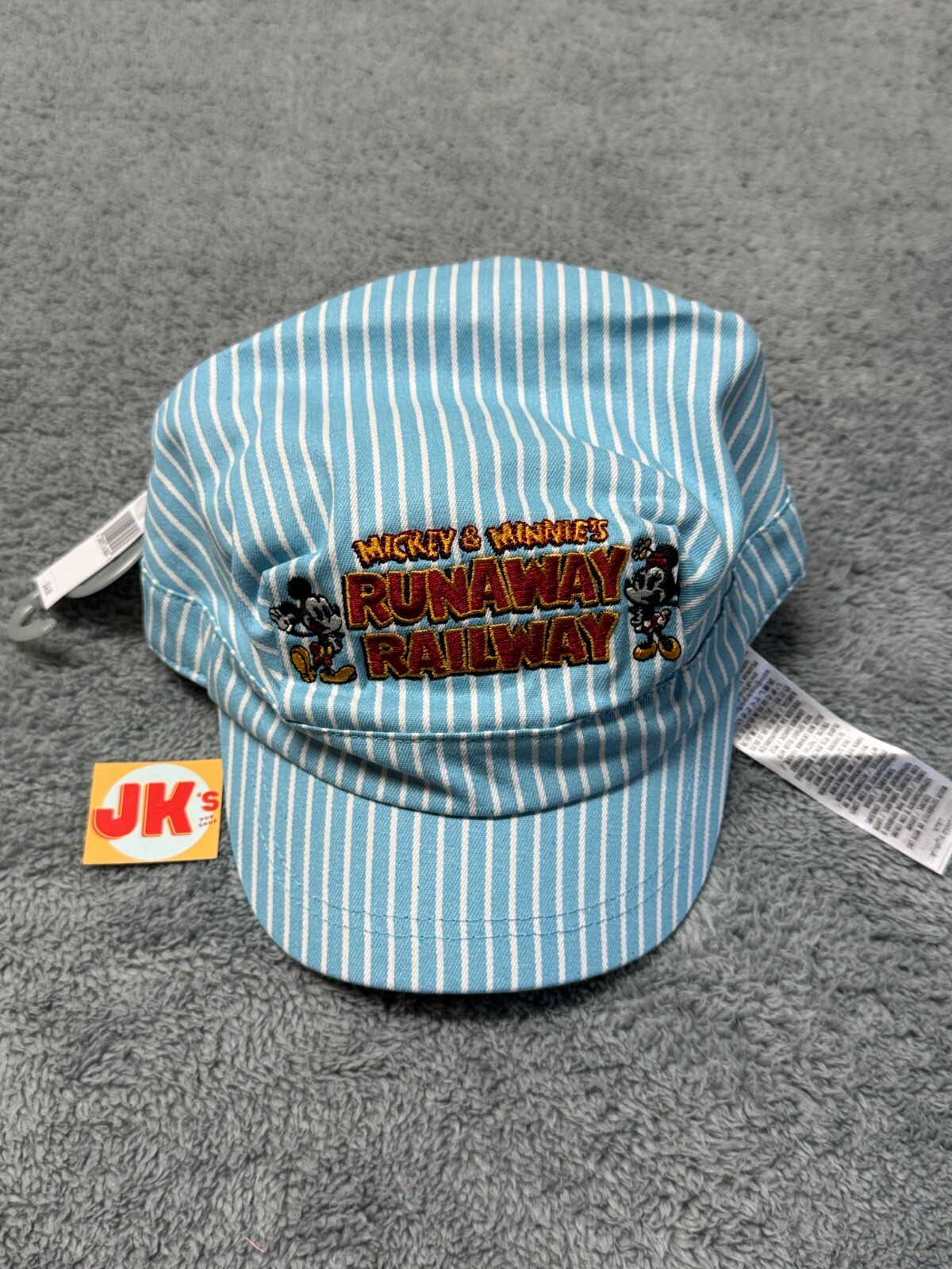 NEW Disney Runaway Railway Adult Hat Mickey Minnies Blue Striped Conductor Parks