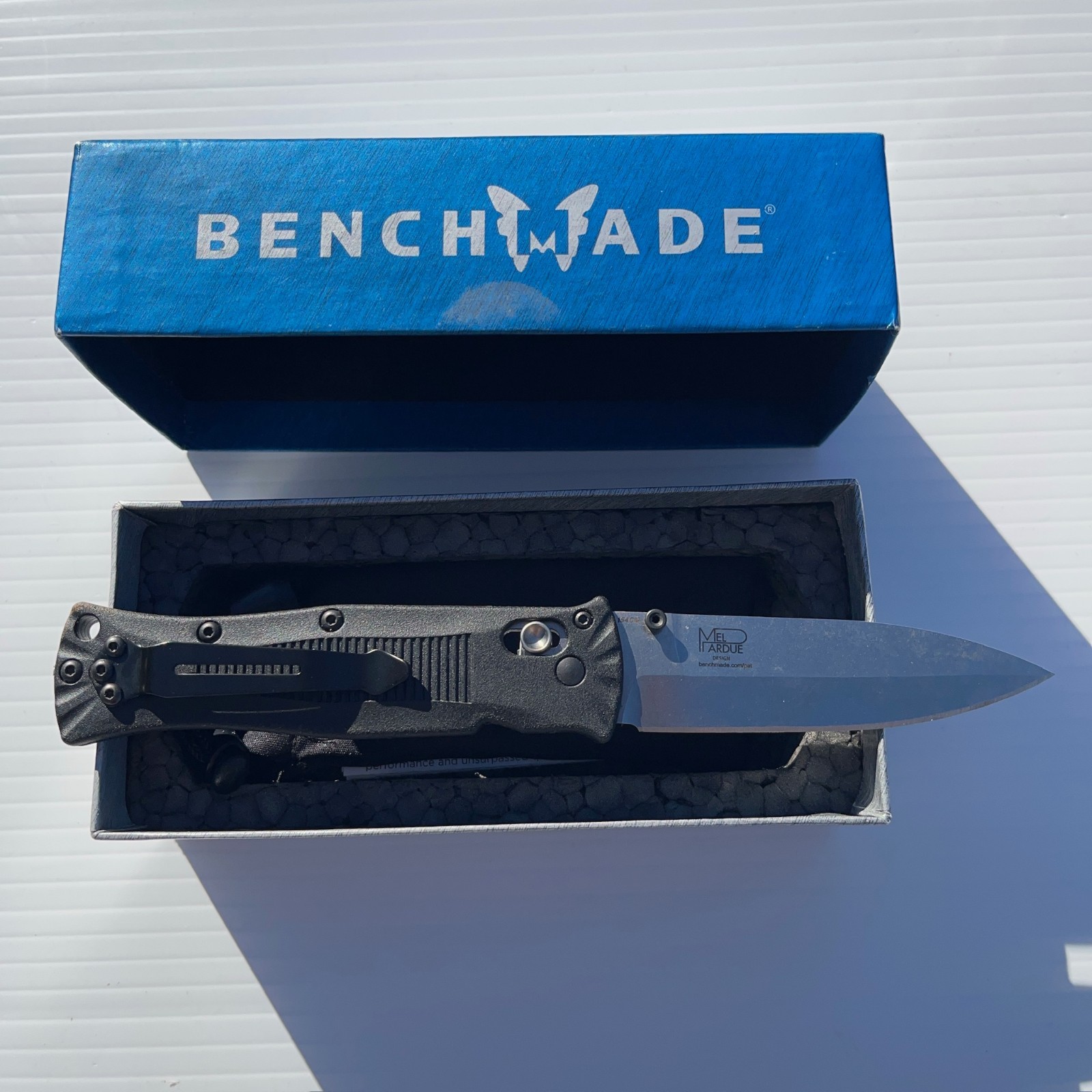 Benchmade 530 Pardue Knife 154CM Folding Mel Black Handle Spear USA W/ Box 2017