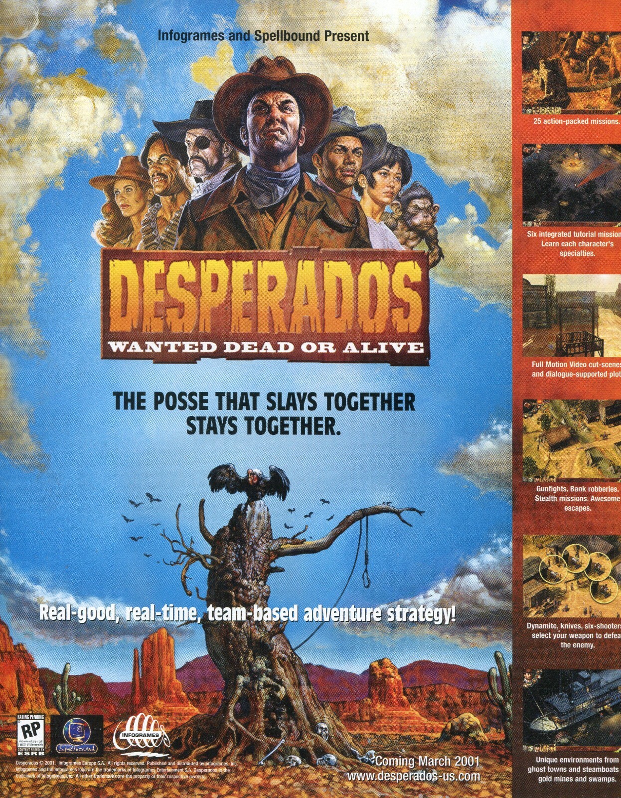 2001 Print Ad of Desperados Wanted Dead or Alive game advertisement