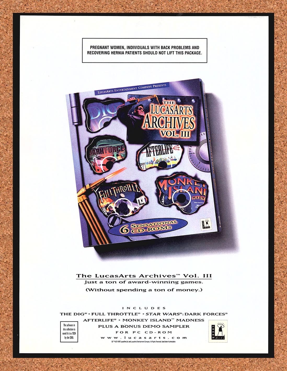 1997 LucasArts Archives Vol 3 Original Advertisement / Retro Promo v1